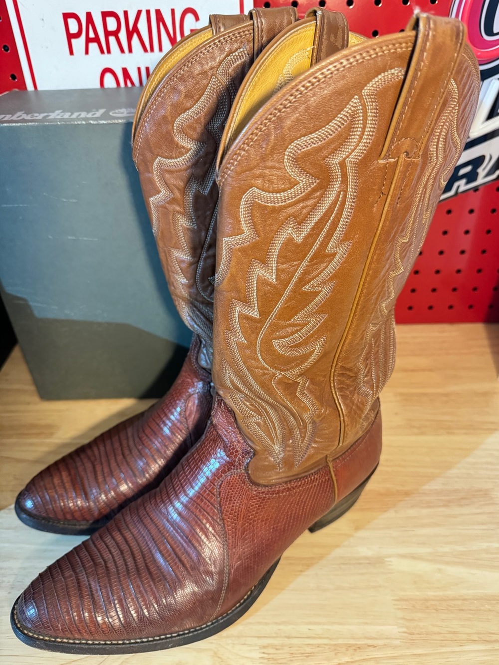 Justin Lizard Cowboy Western Boots Size 10D